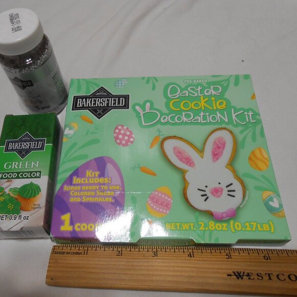 NEW Lot Bakersfield Cookie Decoation kit, green food color, silver sugar pearls - Picture 7 of 9